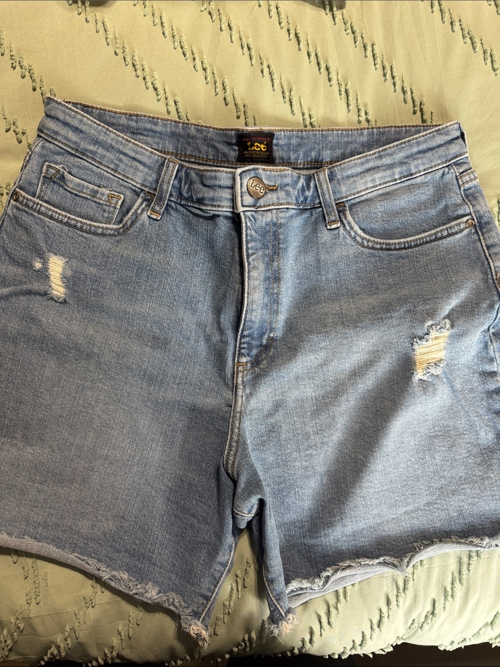 Lee Distressed Blue Denim Cutoff Shorts